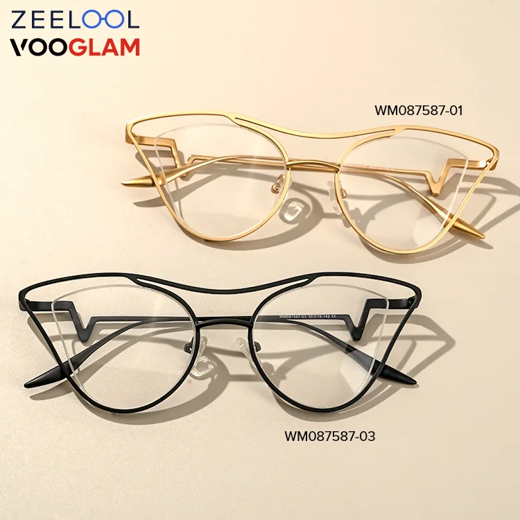 

Zeelool Vooglam Designer 2022 Wholesale Aviation Metal Frames gold silver black women spectacle eye glasses designer eye glasses