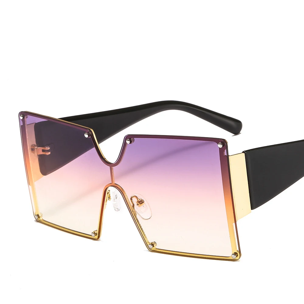 

Custom 2020 new arrivals trendy fashion square rimless gradient oversized shades women sun glasses sunglasses, Multi colors