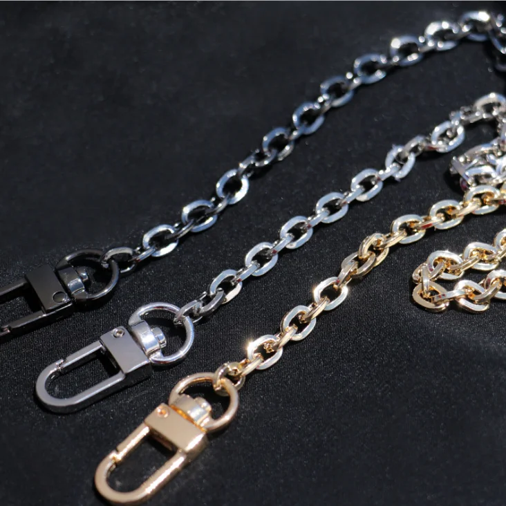 

Handbag replace chain straps purse chain strap iron flat chain, L-golden, golden, nickel, bronzen