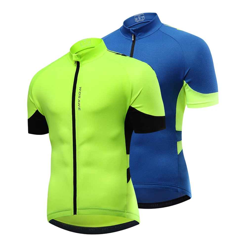 

WOSAWE 2021 New Men's Cycling Color-blocking Short Sleeve Cycling Jersey Quick dryBreathable Sports Top Outdoor Running Sports