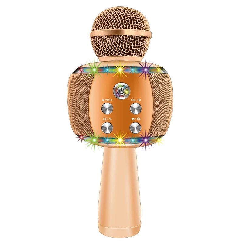

Amazmic Kids Karaoke Microphone Machine Portable Wireless Karaoke Machine Handheld with LED Lights, Black blue pink gold pink rose gold