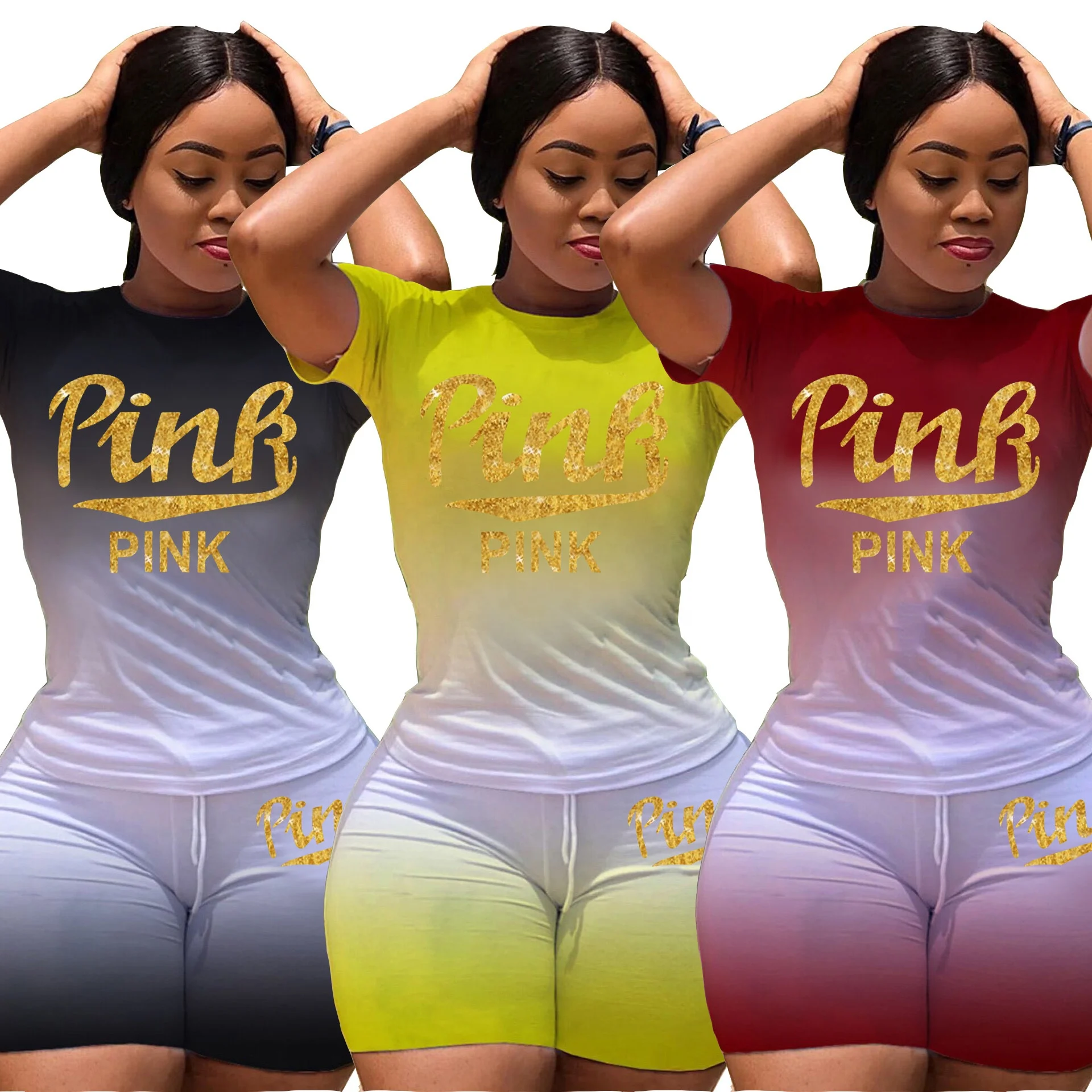 

MT88-6328 2020 new summer custom women's cute letters two-piece set