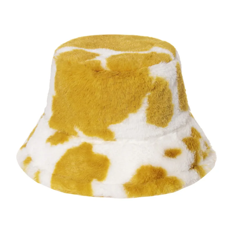 cow print bucket hat fluffy