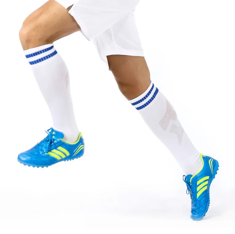 

Hot Selling Light Color Breathable Sport Long Football Soccer Grip Socks, Blue/black/white/red