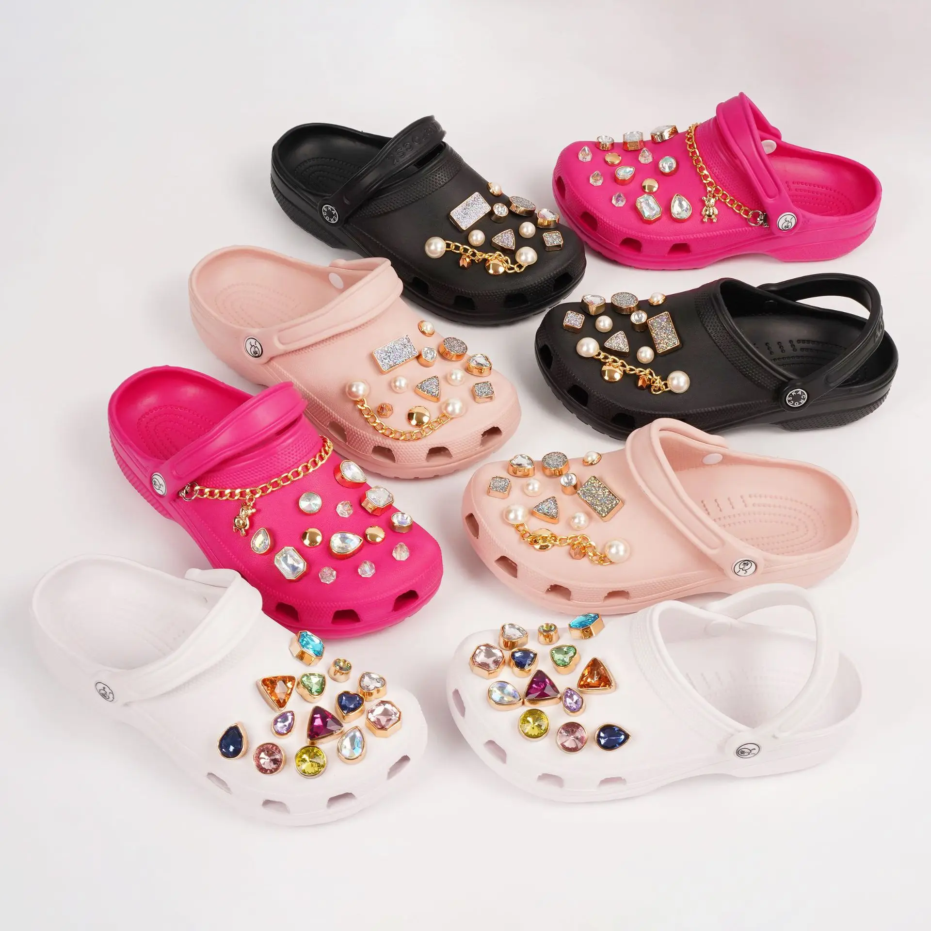 

Crystal Metal Charms Designer Croc Accessories Clog Shoe Button Clog Glow Crystal Buckle Charms Bundle for Croc