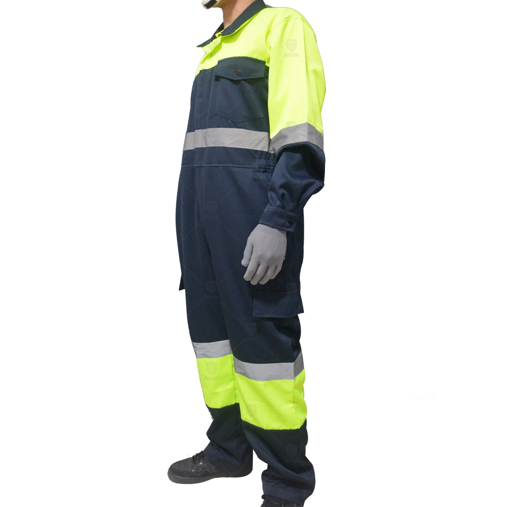 High Visibility Yellow Safety Work Overalls Mens Security Coveralls