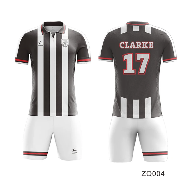 Stripe Custom Logo Soccer Football Training Sport Wear Jersey Black And ...