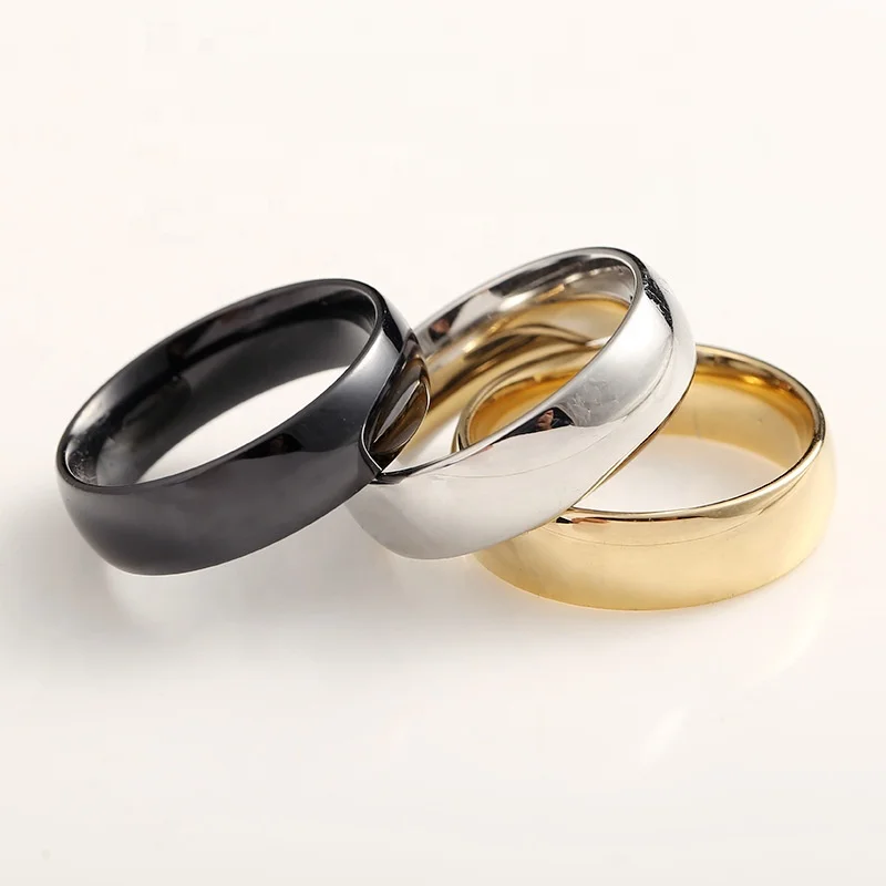 

Wholesale High Polished 4mm 18k Gold Stainless Steel Punk Rings Blanks Popular Cheap Titanium Ring For Men