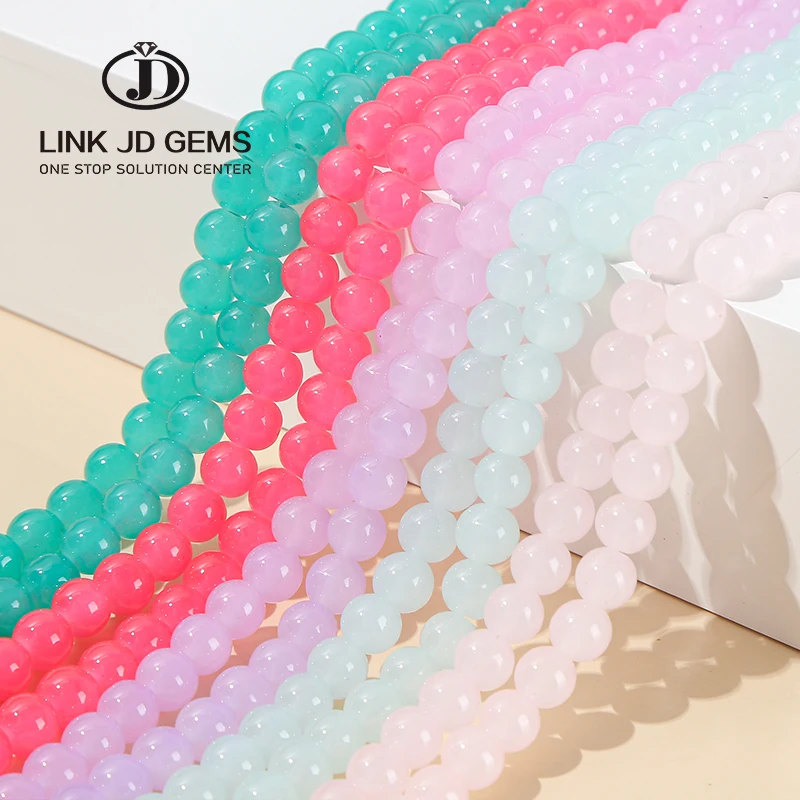 

JD Colorful 4mm 6mm 8mm 10mm Glass Dyeing Color Round Imitation Jade Pearls Beads for DIY Jewelry Earrings Bracelets Accessories