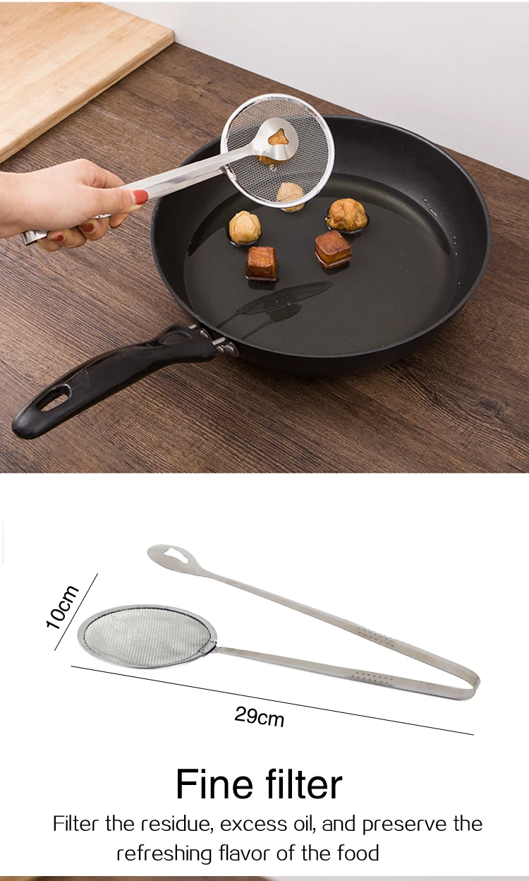 BianchiPamela Multi-Functional Stainles Steel Filter Spoon with Clip Oil-Frying Filter