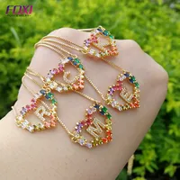 

foxi jewelry 2019 rainbow cz initial pendant letter alphabet necklace