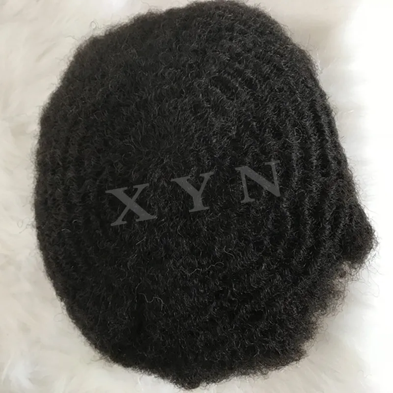 

Full Lace 4mm Mens Toupee With Black Hair Swiss Lace 8x10Inch Afro Curl Hair Replacement System Toupee In Stock