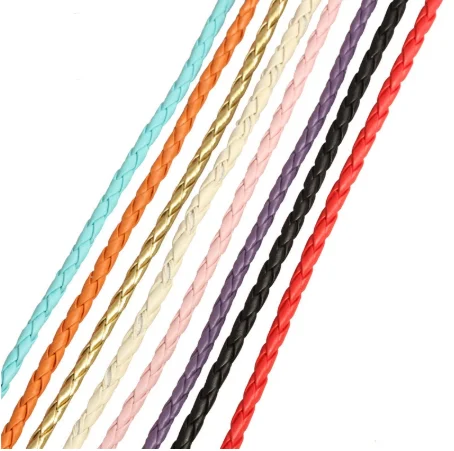 

10meters/lot Dia 3 4 mm PU Braided Leather Cord Rope Thread Fitting Necklaces Bracelets Findings DIY Jewelry Making