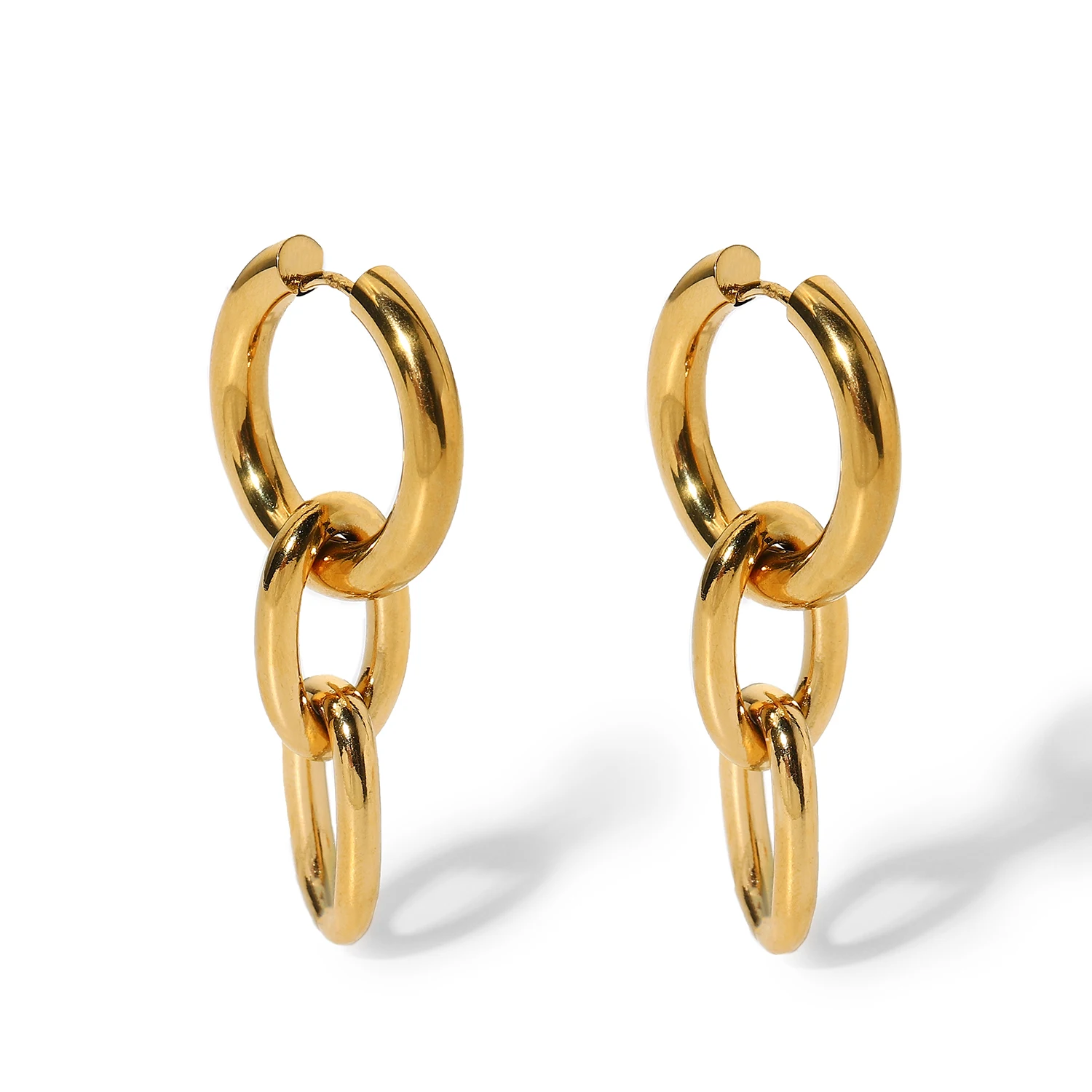 

18k Gold Plated Stainless Steel Chain Pendant Huggie Earrings For Women Party Jewelry Accessories