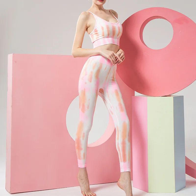 

High Elastic Close-fitting Sportswear Seamless Tie-dye Women's Yoga Suit