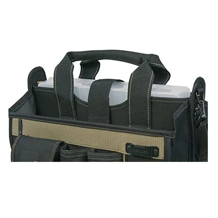 55 结构: 16口袋工具袋: 这款重型工具包有8口袋外,8内,组织了各种各