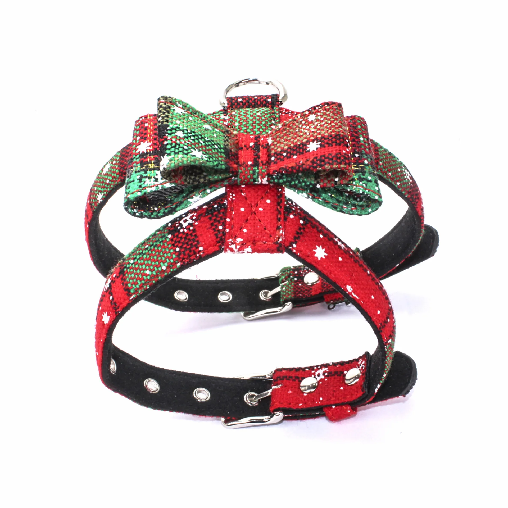 

2021 New Christmas Bowknot Double Layer arnes perro Dog Harness Dog harness Strap With Bow, 6 colors