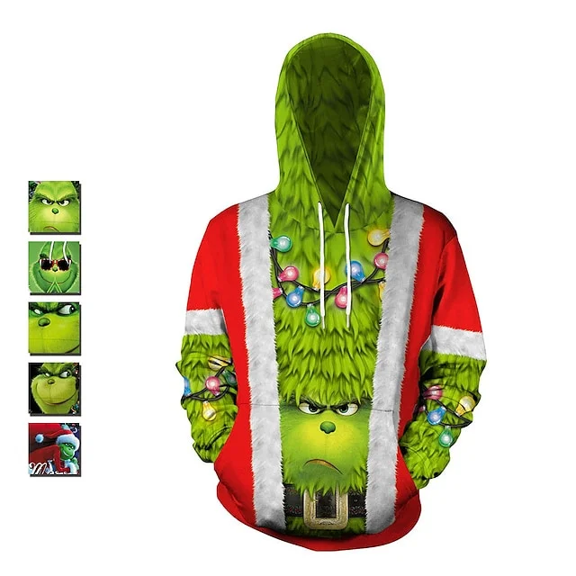 

Inspired by Christmas Santa Sweater Anime Graphic Kawaii 3D printed Hoodie Green Wacky Hoodie Autumn