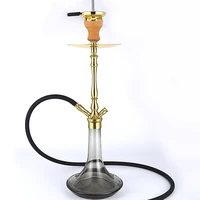 

HB-S101B 590mm plating gold high tech stainless steel shisha hookah with glass gradient gray vase