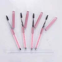 

Wholesale Private Label Pink Crystal Microfiber Mascara Makeup Wands Eyelash Brush With Lid