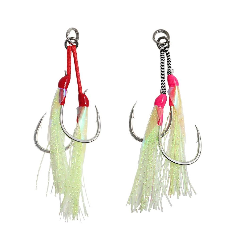 Jigging Pro Fishhook 1/0 2/0 3/0 4/0 Sea Double Assist Jigging Hook for Metal Jig Stainless Wire Line Saltwater Fishing Hooks