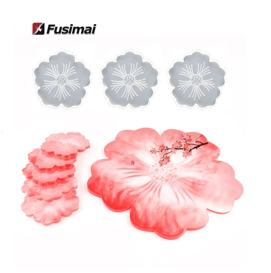 

Crystal Diy Mirror Spot Petal Compote Tray Drop Resin Mould Silicone Flower Coaster Mold Set, Random