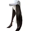 Long Straight Wig with Hat Black Hair Baseball Cap Wig