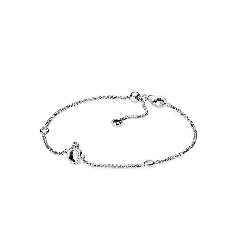 

S925 sterling silver charm diamond crown ladies snake bone bracelet for pandora