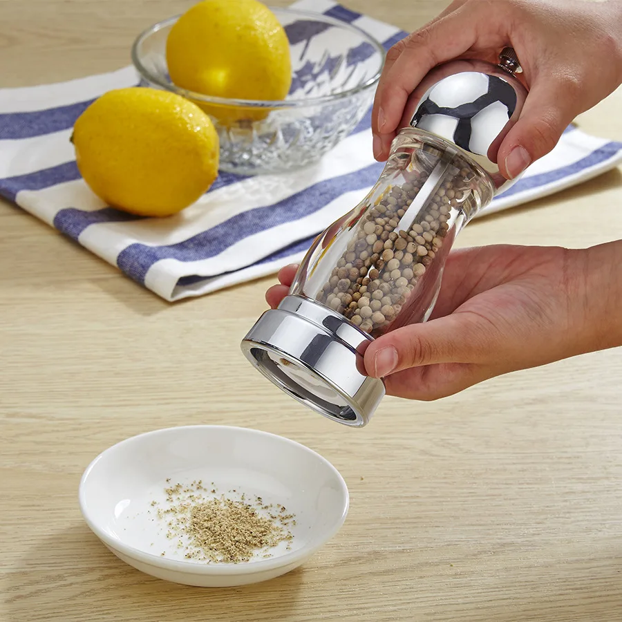 

BB014 Kitchen Supplies Round Head Pepper Mill Coffee Ceramic Condiment Bottle Acrylic Kitchen Grill Manual Grinder, Green