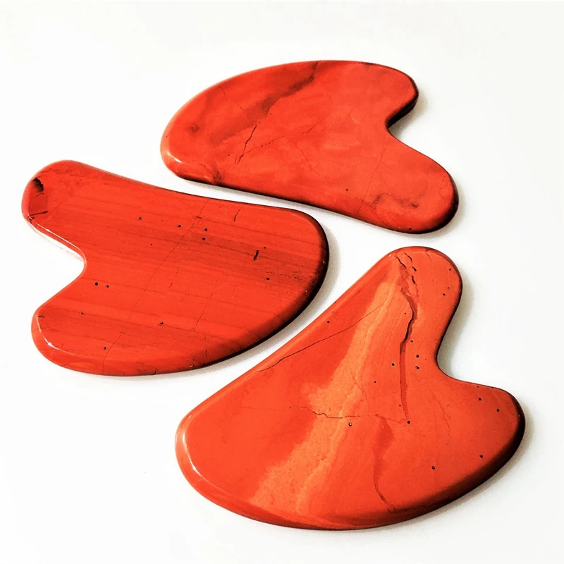 

New arrival natural red jasper V shape gua sha scraping massage jade stone gua sha stone