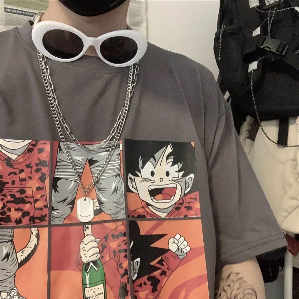 

2021 Summer Hot Sale Retro Cartoon Childlike Portrait Print Round Neck Short Sleeve Same Style Men and Women Logo Shirts