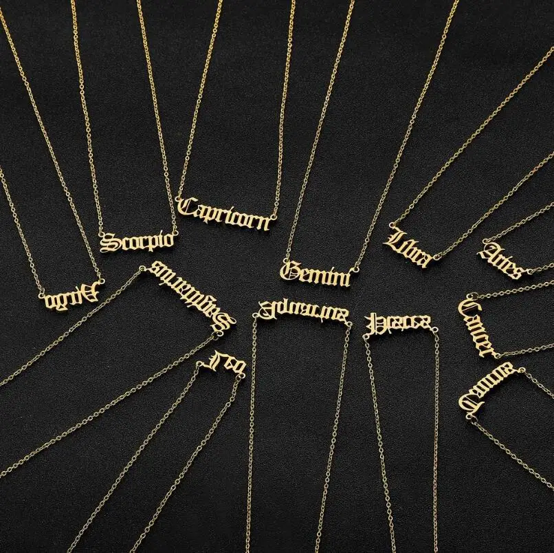 

Best Selling 18K Gold Plated Stainless Steel Horoscope Zodiac Necklace For Men Women