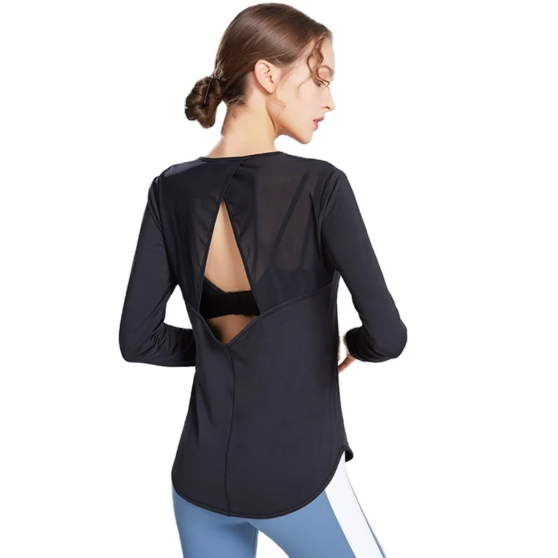 

fashionable design clothing long sleeve tops sexy open back wear workout clothes women yoga clothes, As the picture show