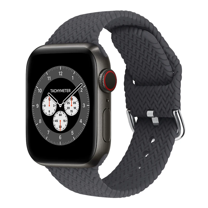 

Rubber Watch Strap Braided Design Silicone Solo Loop Bracelet with pin buckle for Apple Watch Band 38mm/40mm/42mm/44mm, Multi-color optional or customized