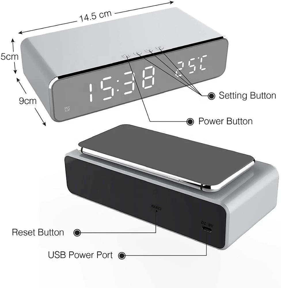 
BlitzblueTemperature display Smart Phone Charging Alarm Clock Wireless Charger 