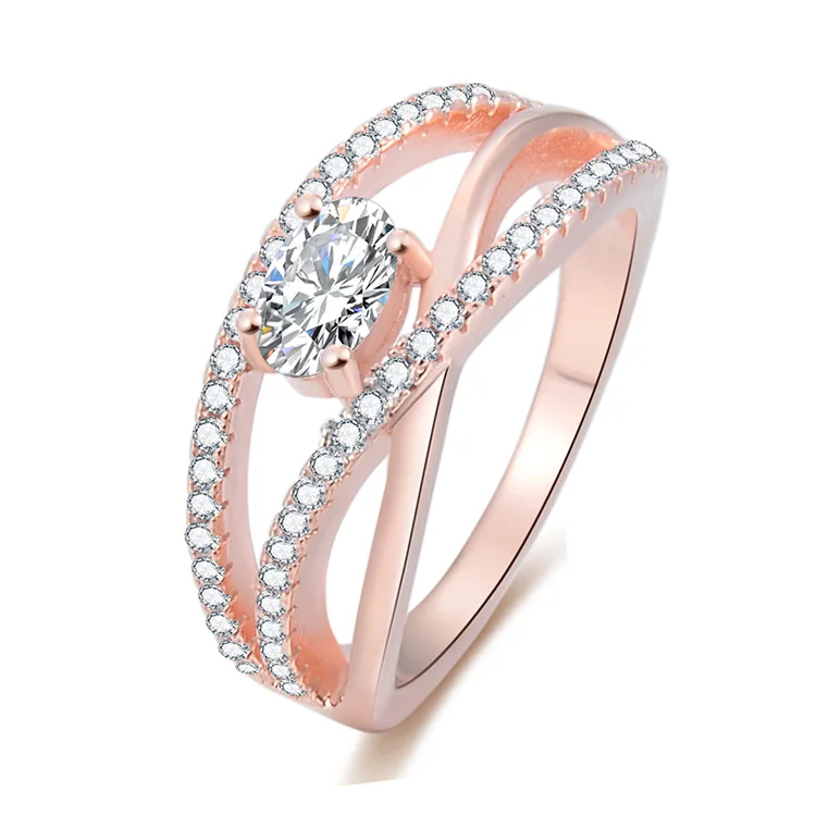 

Bridal Wedding Ring Women Rose Gold Over Sterling Silver Twist Vine Setting with Cubic Zirconia Engagement and Band Jewelry