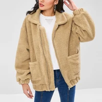 

Ladies Camel Brown Fluffy Zip Up Faux Fur Teddy Winter Coat Jackets for women
