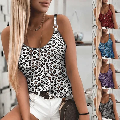 

F40736A hot sell sexy leopard print women's vest plus size women tanktop women's vest for ladies, Black, white