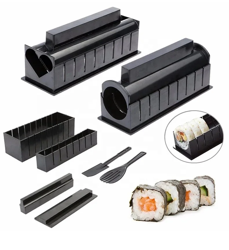 

10 Pcs/Set Japanese Kitchen Sushi Making Tool Kit Roll Sushi Maker Machine Rice Roll Mold