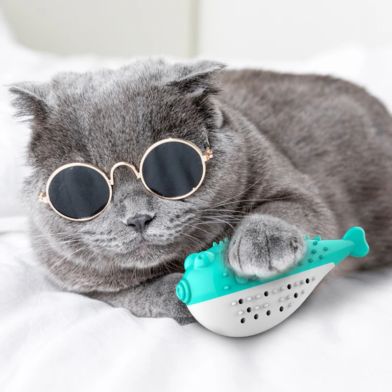 

Puppy Premium & Healthy Tough Enough Dental Oral Care Pet Cat Chew Toy, Blue/yellow/green