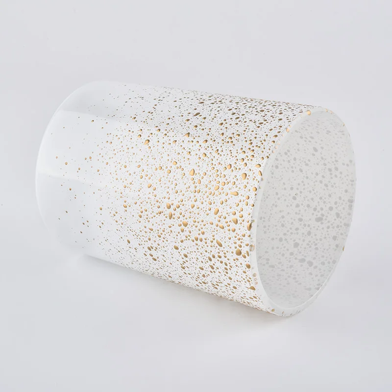 Luxury Gold Decoration White Glass Candle Jars