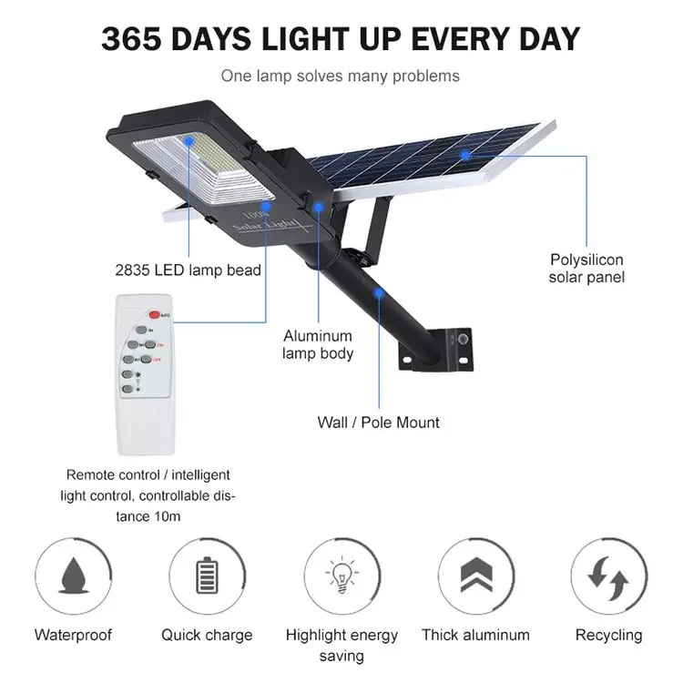 
Solar 60w 100w Ip65 Integrated 150w 200w Outdoor Solar Led Street Light 