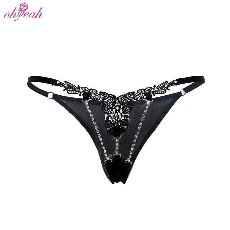 

Free Shipping Floral G-string Embroidery Diamonds Plus Size Sexy Lingerie Designer See Through Panties