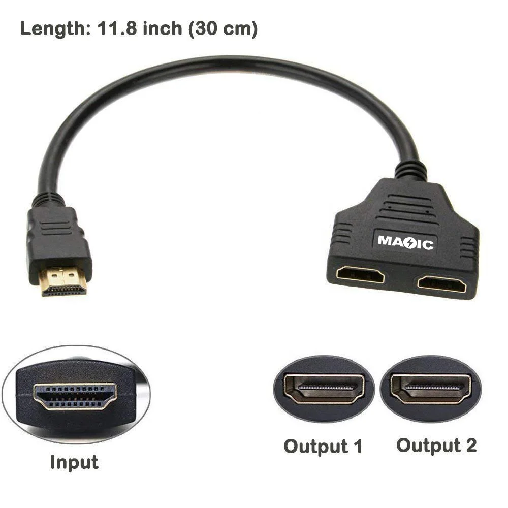 
Gold plated male to dual HDMI female hdmi splitter adapter cable hdmi splitter cable 1 in 2 out 
