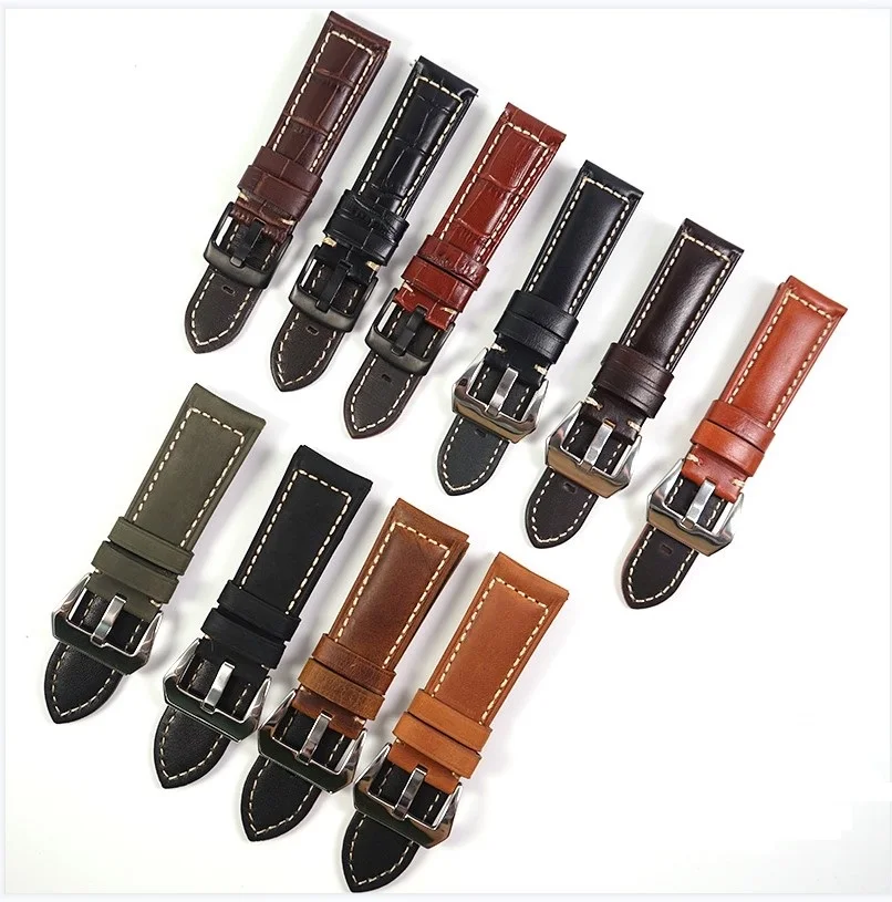 

20/22/24/26mm Crazy Horse Cow Leather Watch Straps Business Thick Crazy Horse Strap for PAM for Panerai Strap Watch Band, Optional