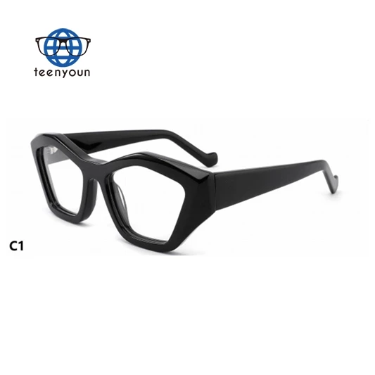 

Teenyoun Eyewear Low Moq Custom Logo Clear Ac Lens Eye Glasses Vintage Leopard Acetate Frame Eyeglass For Women