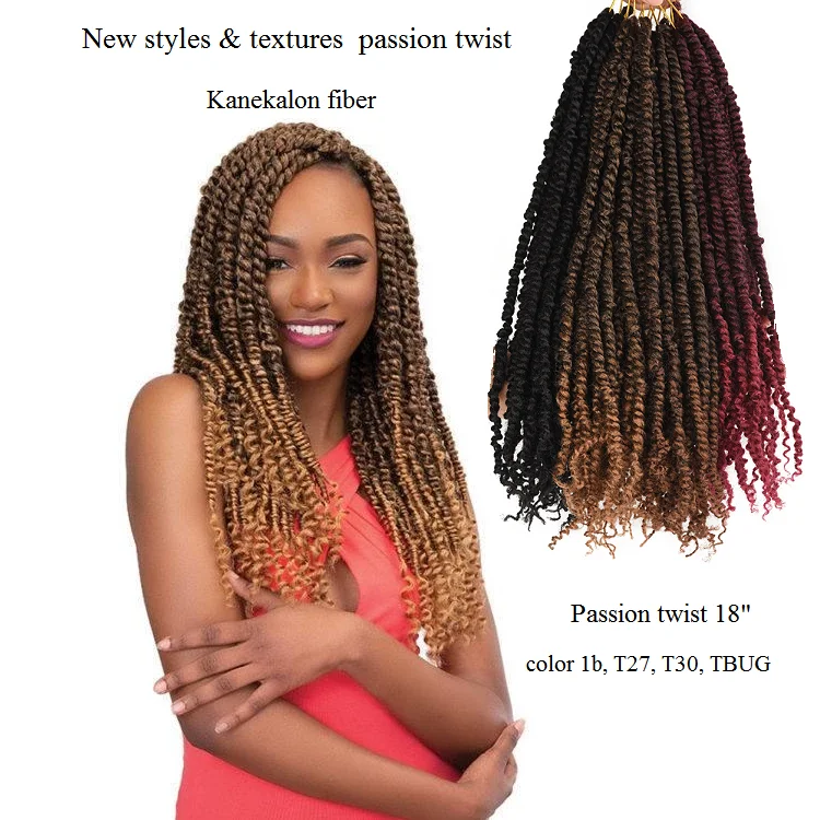 

Wholesale Ombre Pre Looped Twisted Passion Spring Twist Hair Water Wave Synthetic Braids Extensions Braiding Crochet Braid Hair, 1b,t27,t30,tbug