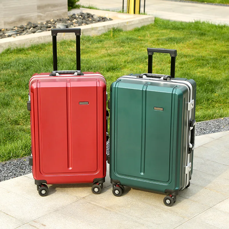 

New abs luggage bags fashion alloy rod aluminum frame universal wheel pc trolley case LOGO customization