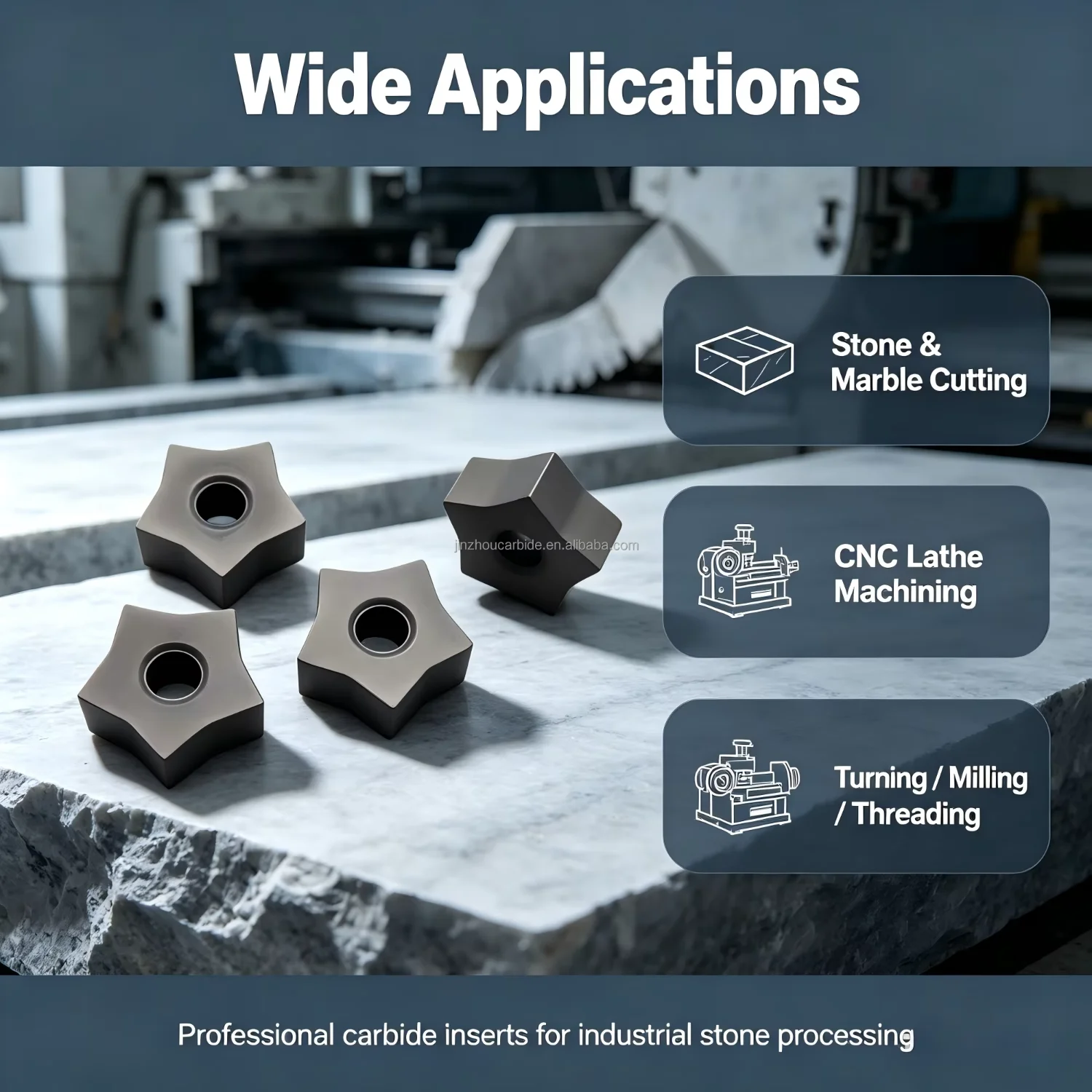 Tungsten Carbide Chain Saw Inserts Star Shape Carbide Tips for Marble Granite CNC Chain Saw Cutting K10 K20 YG6 YG8