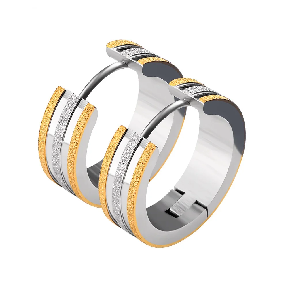 

Stainless Steel 7*16 Double Pressure Of Sand Vietnam Gold Jewelry Earrings Two Tone Clip Earring